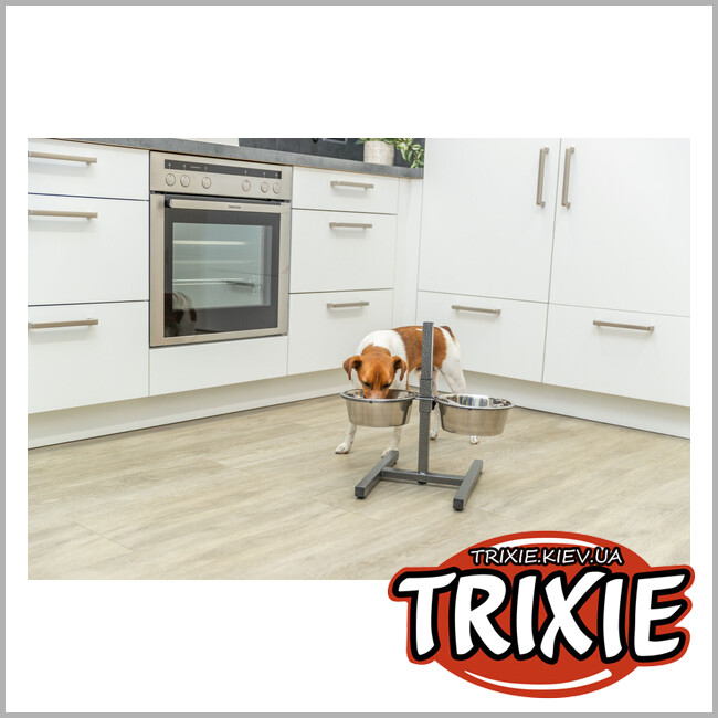 ТРИКСИ Украина - Подставка с мисками для собак Trixie 24920 на регулируемой подставке металлическая 2x750 мл/17 см