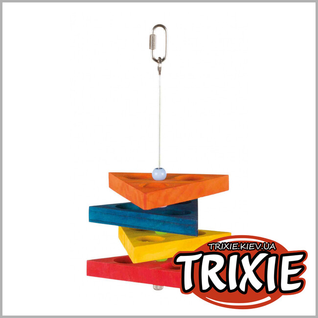 ТРИКСИ Украина - Подвесная игрушка-кормушка TRIXIE для птиц (дерево, 26 cм, цветные треугольники)