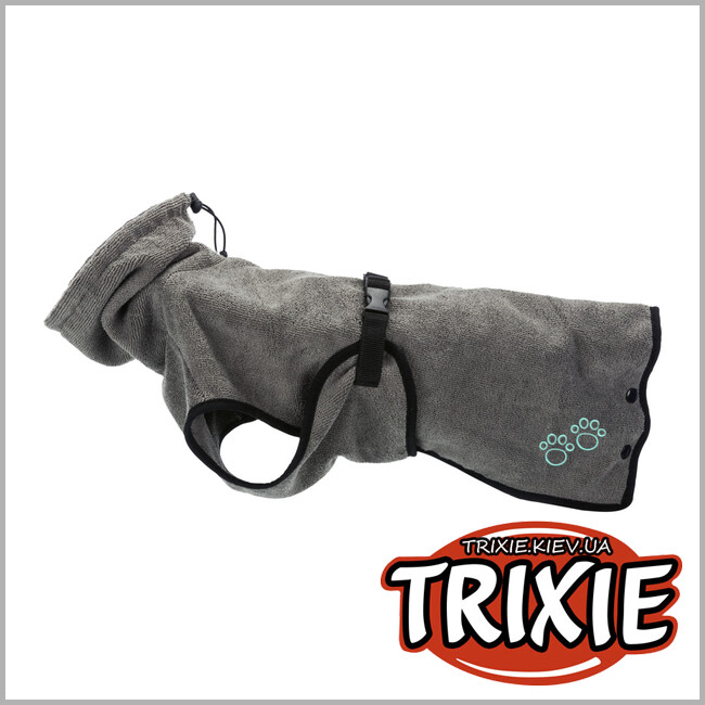 ТРИКСИ Украина - Халат-попона для собак махровый TRIXIE (XL: 75см,серый)