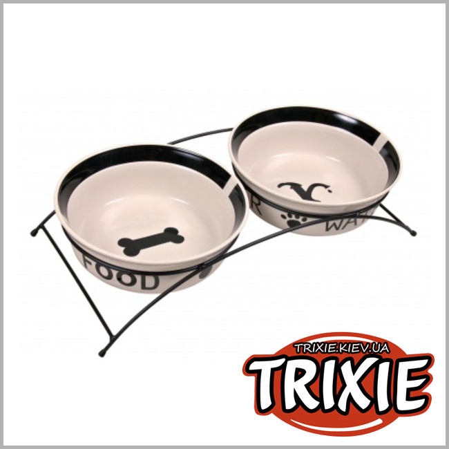 ТРІКСІ Україна - Стояк з 2-ма мисками Trixie Bowl Set Eat on Feet (кераміка 2.6L /25см)