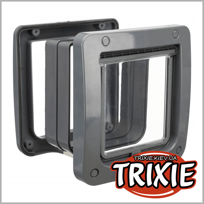 ТРИКСИ Украина - Дверца с тоннелем Trixie 4-Way Flap Door with Tunnel(4 позиции 20*22 см серый)