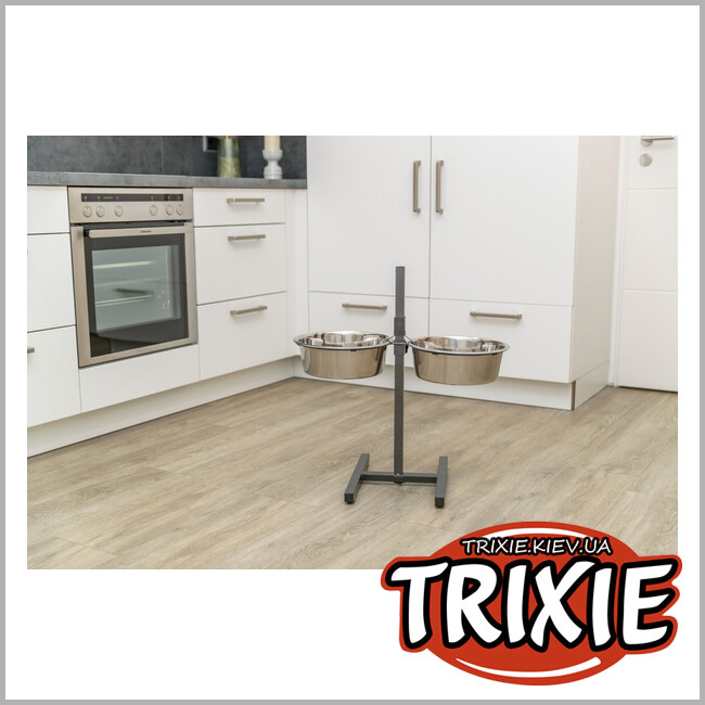 ТРИКСИ Украина - Подставка с мисками для собак Trixie 24923 на регулируемой подставке металлическая 2x4,5 л/29 см