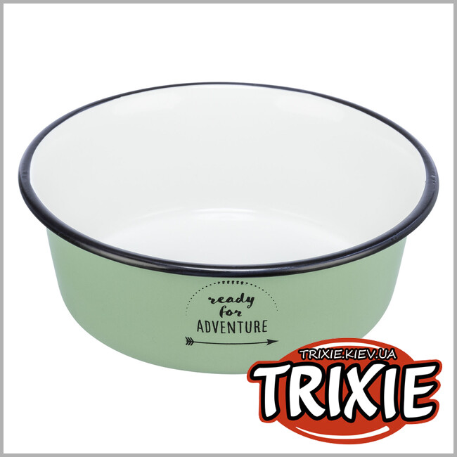 ТРИКСИ Украина - Миска Trixie 25211 для кошек Adventure зеленая эмаль/металл 300 мл/12 см