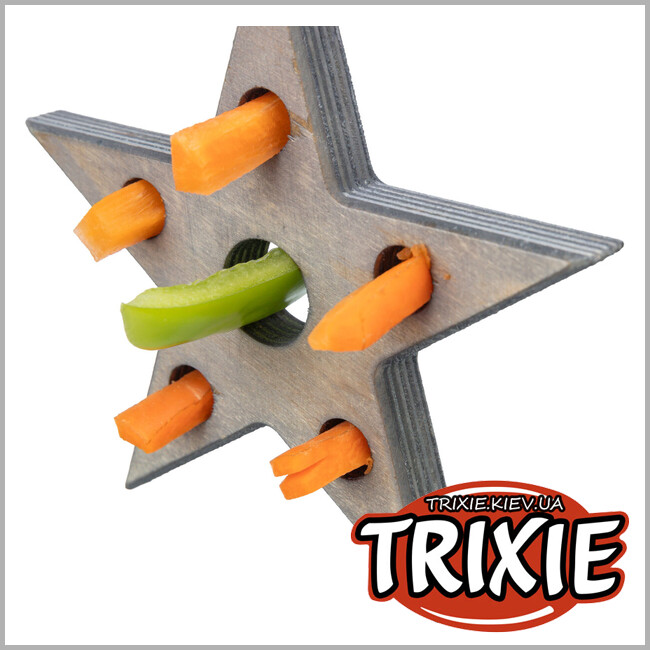 ТРИКСИ Украина - Игрушка "Звезда" для грызунов Trixie 92655 для лакомства серая 14х17 см