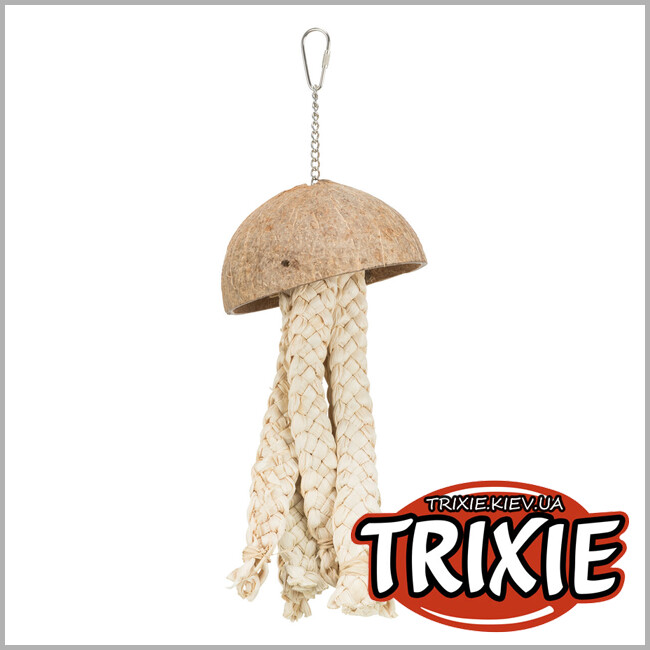 ТРИКСИ Украина - Натуральная игрушка Trixie 58995 для попугаев (кокос/банановые листья) 37см