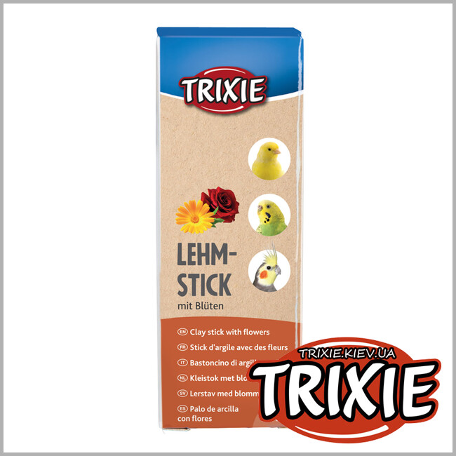 ТРИКСИ Украина - Глиняная палочка для попугаев Trixie 50553 с цветами, 2шт/250 гр