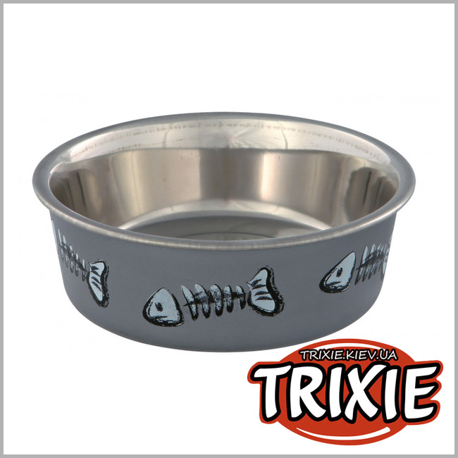 ТРИКСИ Украина - Миска металлическая нескользящая Trixie Stainless Steel Bowl (нескользящая 0.25 л/12 см)