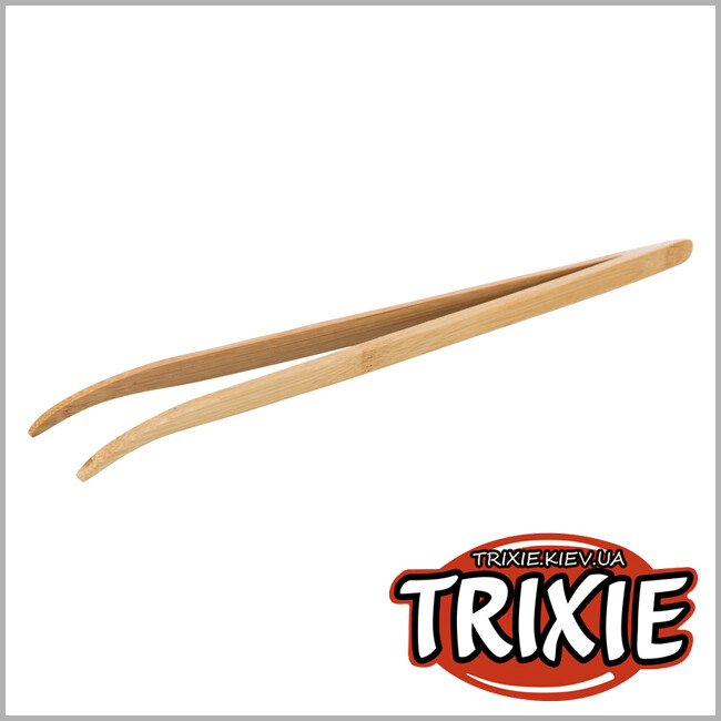 ТРИКСИ Украина - Пинцет Trixie 76228 для кормления (бамбук), угловой, 28см
