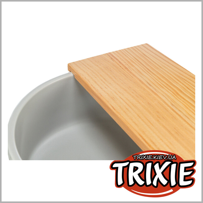 ТРИКСИ Украина - Ванна для дегу и хомяков Trixie 63009 для песка с платформой (керамика/дерево), 24/25х9см