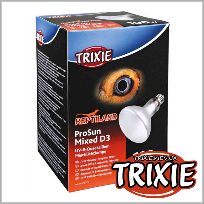 ТРИКСИ Украина - Ртутная лампа накаливания TRIXIE ProSun Mixed D3 УФ-В (95 × 130 мм, 100Вт)