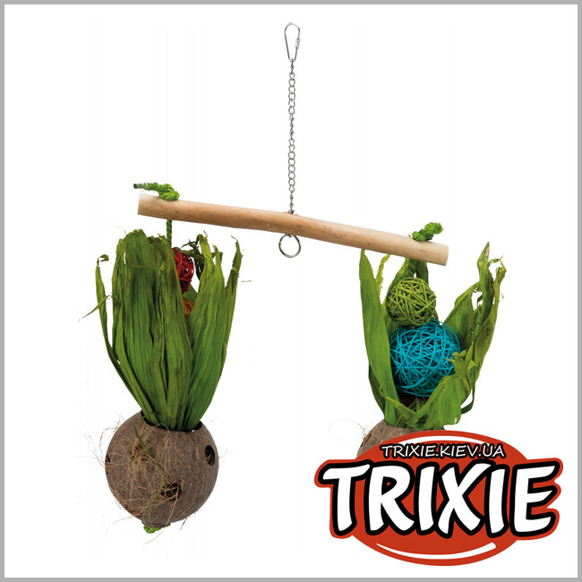 ТРИКСИ Украина - Качель-кормушка TRIXIE с кокосом д/птиц, (30 × 50 см)