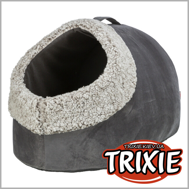 ТРИКСИ Украина - Лежак-пещера для животных Trixie "Calida" с теплоотражающей вставкой, 50х30х35см, серый/бело-черный
