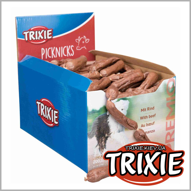 ТРИКСИ Украина - Цепочка сосисок, вяленых на воздухе Trixie 2748 для собак 8 см, говядина