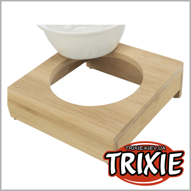 ТРИКСИ Украина - Миска на подставке для собак Trixie 24538 (керамика/бамбук), 0.25л/12см/15х5х15см
