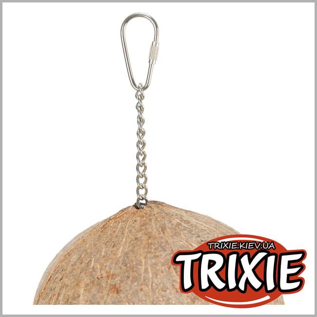 ТРИКСИ Украина - Натуральная игрушка Trixie 58995 для попугаев (кокос/банановые листья) 37см