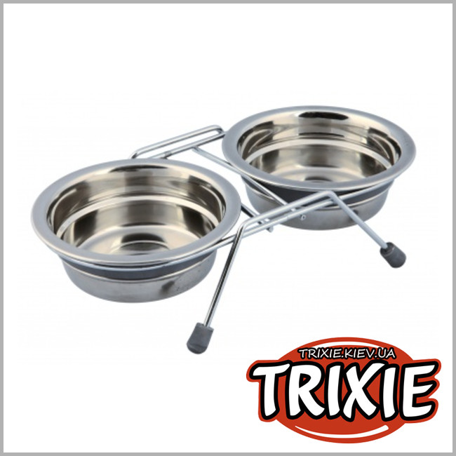 ТРИКСИ Украина - Стояк с 2мя мисками для кошек TRIXIE - Eat on Feet (Размер: 2х0,25л/11см)