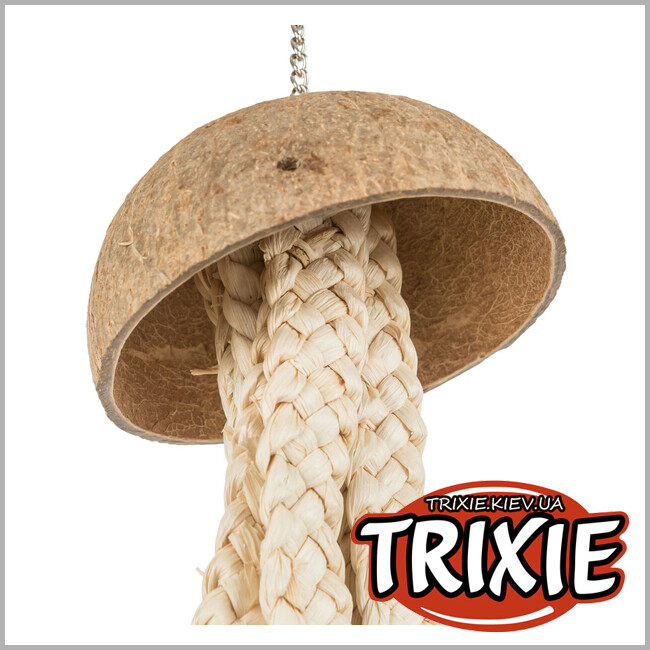 ТРИКСИ Украина - Натуральная игрушка Trixie 58995 для попугаев (кокос/банановые листья) 37см