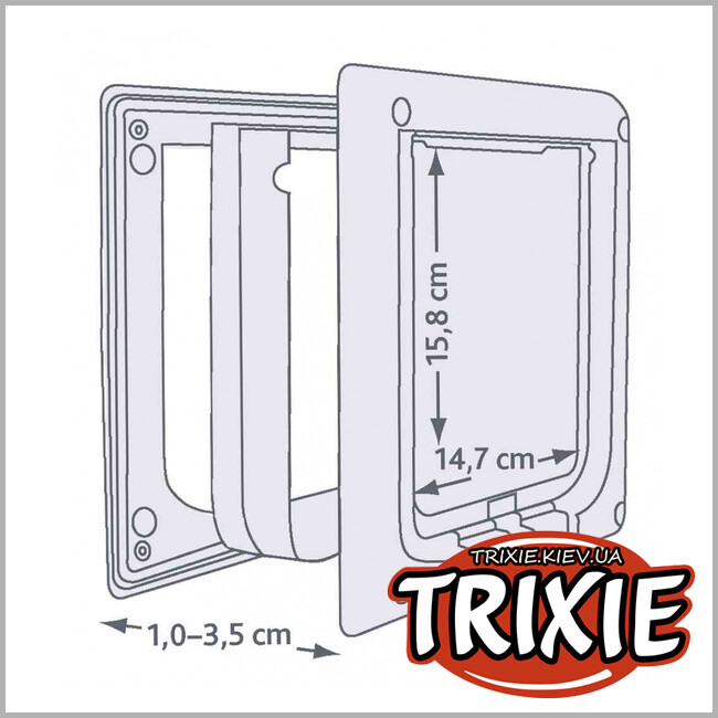 ТРИКСИ Украина - Электромагнитная дверца Trixie 4-Way cat flap (с магнитом 21*24cm белый)