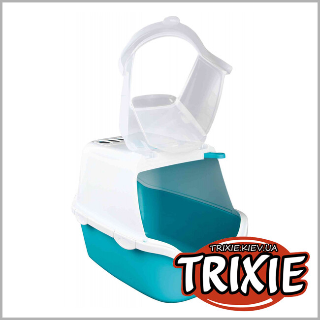 ТРИКСИ Украина - Туалет с дверцей и лопаткой Trixie Vico Open Top Litter Tray (+лопатка 40*40*56см аквамарин/белый)