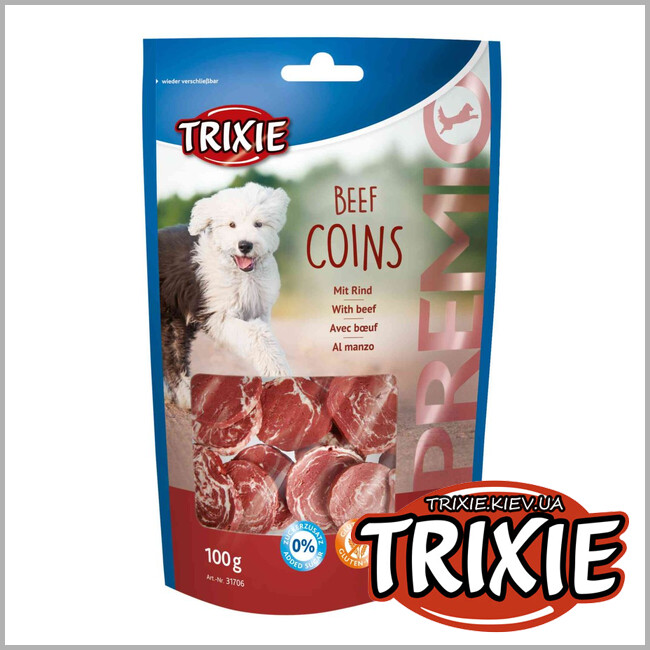ТРИКСИ Украина - Лакомство для собак Trixie 31706 PREMIO Beef Coins говядина 100г