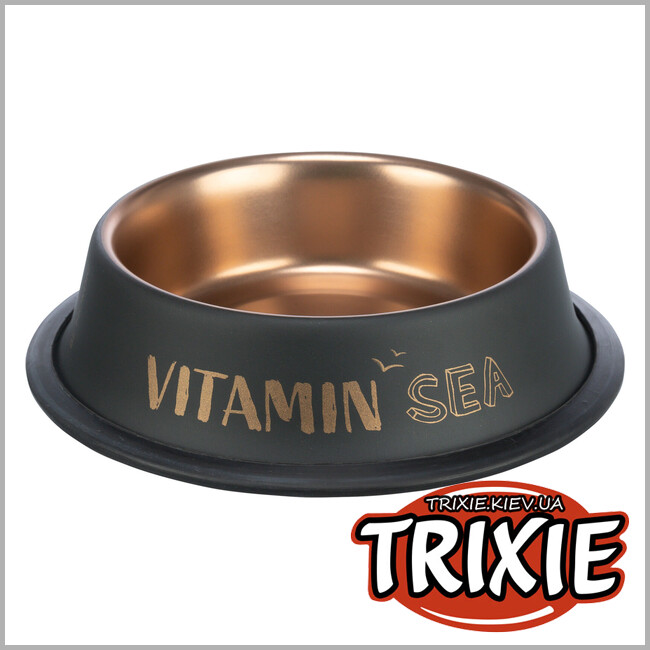 ТРИКСИ Украина - Миска "BE NORDIC", Trixie 24303 нержав.сталь/резина, 0.2л/15см, черный/бронза