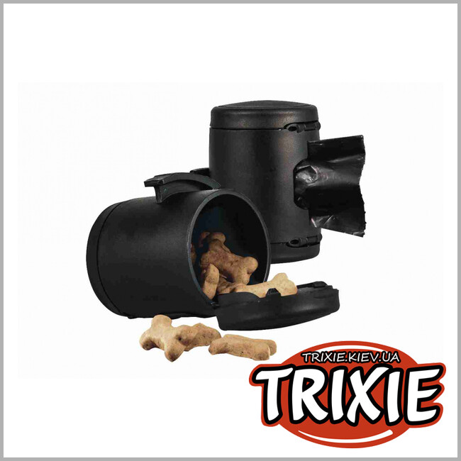 ТРИКСИ Украина - Бокс с мусорными пакетами для рулетки Flexi TRIXIE VARIO Multibox (+20 шт пакетов М, 7*5 см, черный)