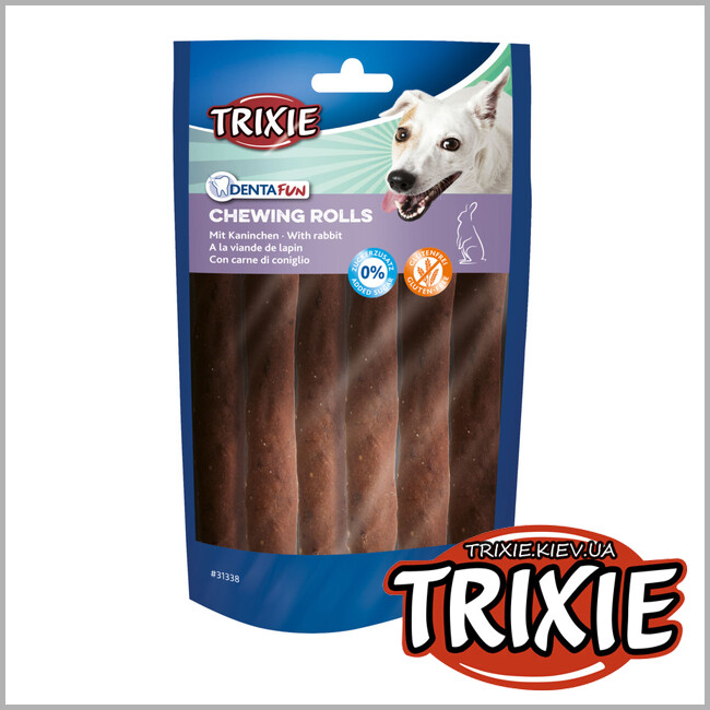 ТРИКСИ Украина - Лакомство для собак Trixie 31338 DENTA fun для чистки зубов кролик 6шт. 12см/70г