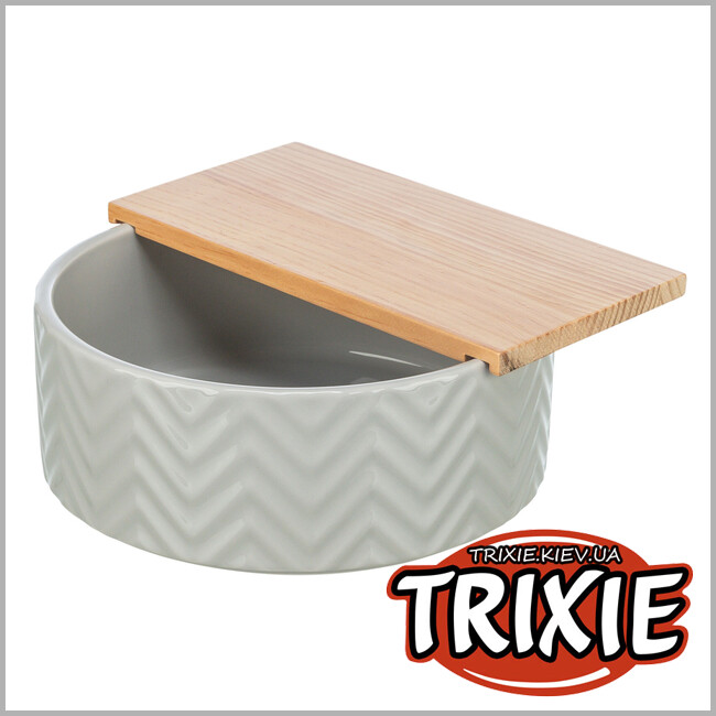 ТРИКСИ Украина - Ванна для дегу и хомяков Trixie 63009 для песка с платформой (керамика/дерево), 24/25х9см