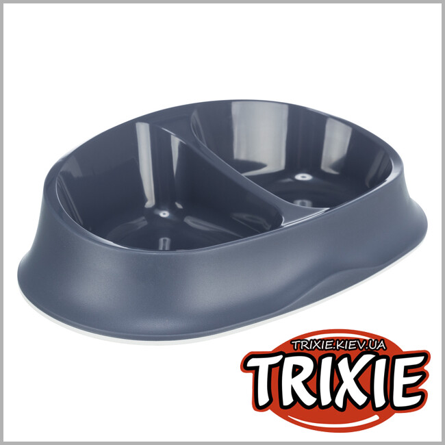 ТРИКСИ Украина - Двойная миска Trixie для собак ( 2 × 0,25 л / 10 × 12 см / 27 × 7 × 18 см.)