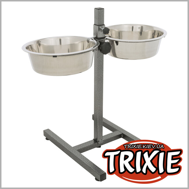 ТРИКСИ Украина - Подставка с мисками для собак Trixie 24922 на регулируемой подставке металлическая 2x2,8 л/24 см