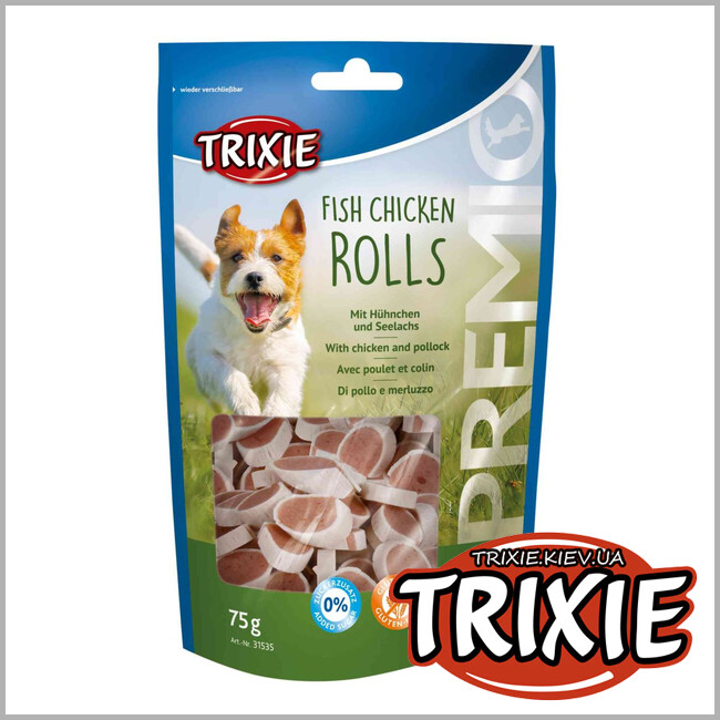 ТРИКСИ Украина - Лакомство для собак Trixie 31535 PREMIO Fish Chicken Rolls курица/лосось 75г