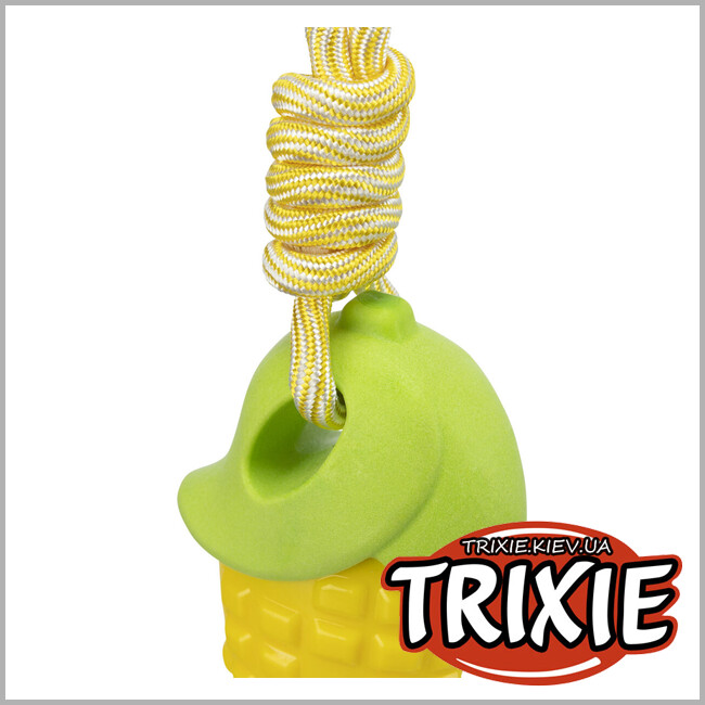 ТРИКСИ Украина - Игрушка кочан кукурузы Trixie 34706 на веревке, ПГ, 13 см/34 см