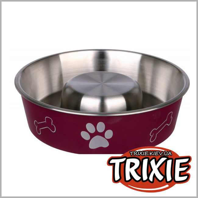 ТРИКСИ Украина - Миска для медленной еды нержавеющая сталь Trixie Slow Feed (21см / 1.4 L )