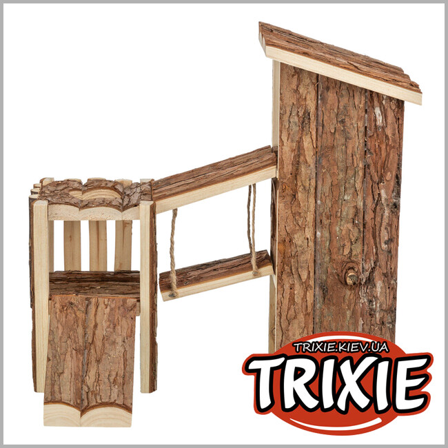 ТРИКСИ Украина - Игровая площадка Trixie "Tjorven" для мышей, хомяков (кора), 32х19х29см