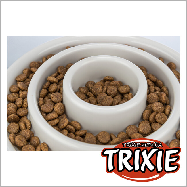 ТРИКСИ Украина - Миска Trixie 25029 для собак Медленное кормление серая пластиковая 450 мл 23 см