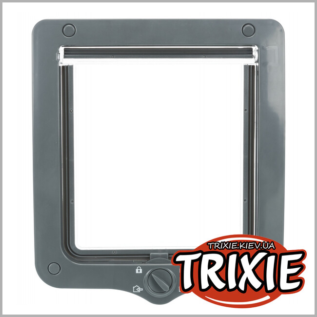 ТРИКСИ Украина - Дверца XXL для кота с тоннелем Trixie 4-Way Flap Door XXL (4 позиции 24*28 см серый)