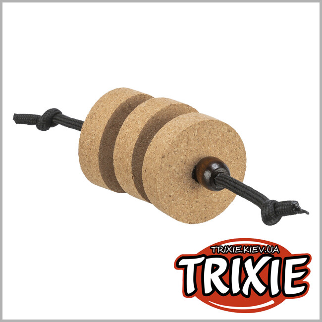 ТРИКСИ Украина - Игрушка Trixie 41136 для кошек Диски на шнурке CityStyle пробка/дерево бежевый/черный d=4*14см