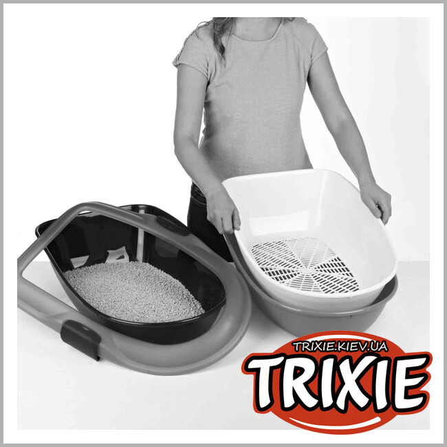 ТРИКСИ Украина - Туалет для кота Berto-TRIXIE XL (рама+сетка, 47 х 26 х 69 см, антрацит/белый)