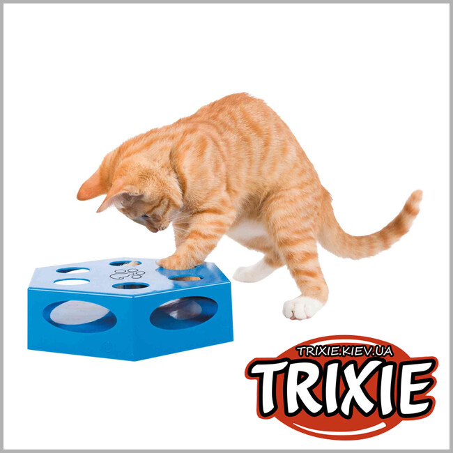 ТРИКСИ Украина - Развивающая игрушка-автомат TRIXIE Turning Feather для кота (22 см, синий)