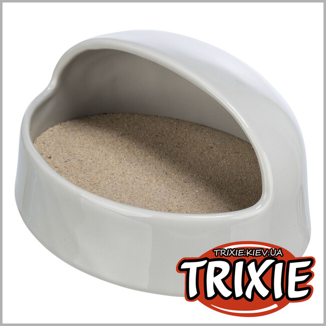 ТРИКСИ Украина - Ванна Trixie 63009 для песка для дегу/хомяков (керамика), 20х10х16см, серый
