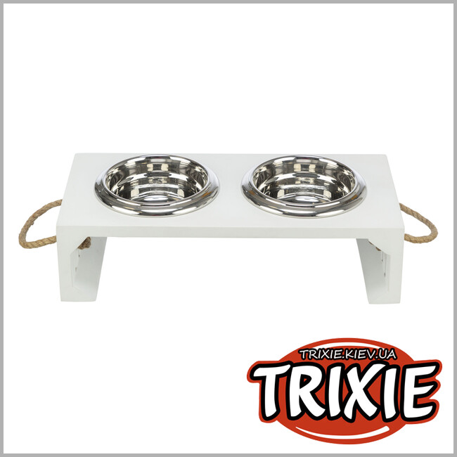 ТРИКСИ Украина - Миски на подставке Trixie 24835 "Be Nordic" (МДФ/нержав.сталь), 2х0,4л/14см/38х18х10см, белый