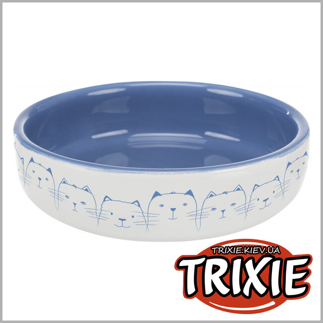 ТРИКСИ Украина - Миска для кошки TRIXIE - керамическая (голубая 0,3 л/ø 15 см )