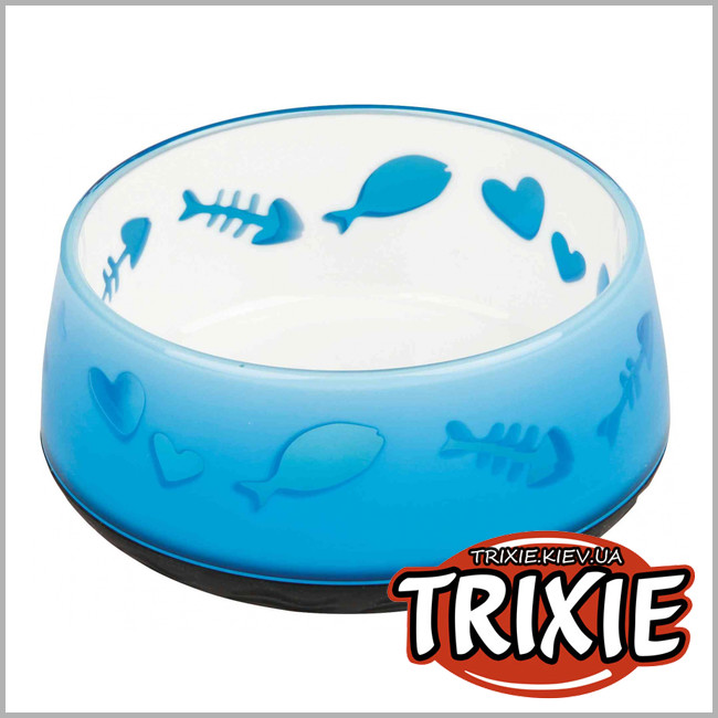 ТРИКСИ Украина - Миска пластик на резине для кота TRIXIE Lovely Cat (0.3л / 12см)