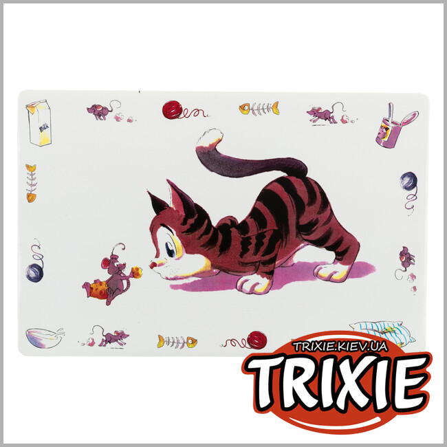 ТРИКСИ Украина - Коврики под миску для кошки TRIXIE - Comic cat (не скользит 44*28см)