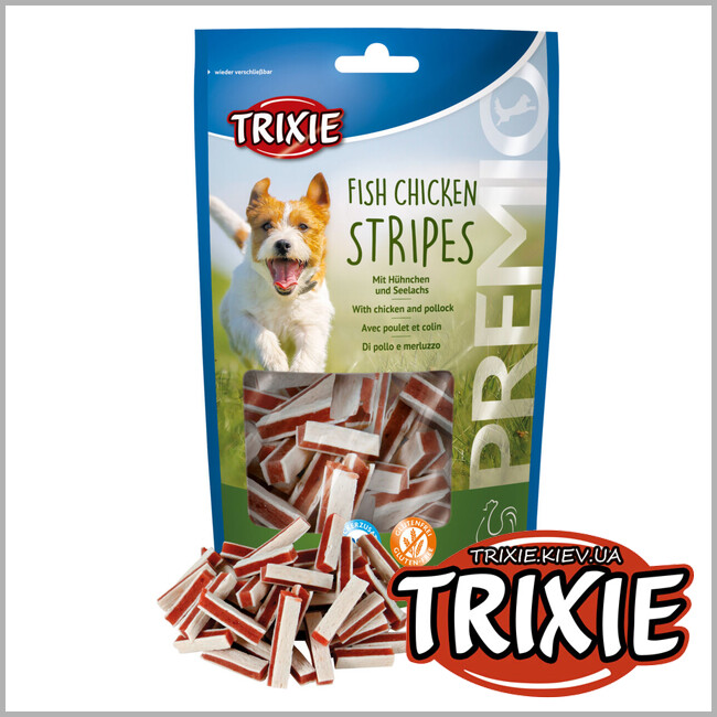ТРИКСИ Украина - Лакомство для собак Trixie 31534 PREMIO Fish Chicken Stripes курица/лосось 75г