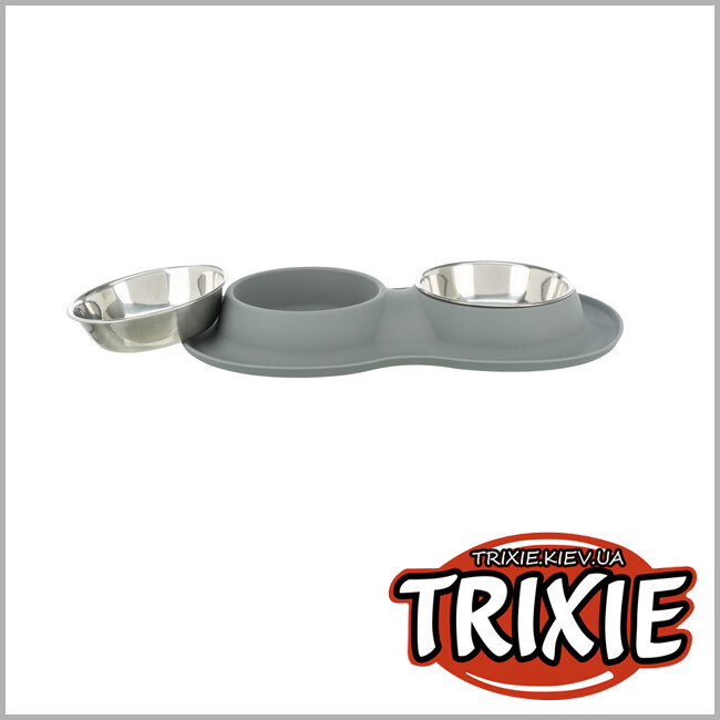 ТРИКСИ Украина - Миска для собак Trixie ( 2 * 0,4 л., ø 16 см / 40 × 5 × 23 см. ) серый