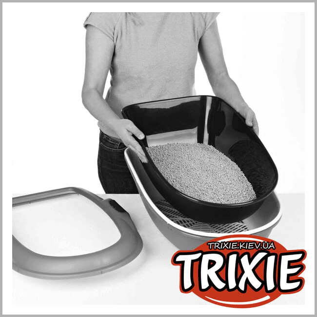 ТРИКСИ Украина - Туалет для кота Berto-TRIXIE XL (рама+сетка, 47 х 26 х 69 см, антрацит/белый)