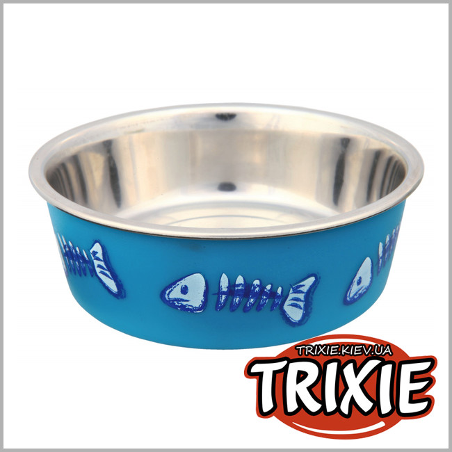 ТРИКСИ Украина - Миска металлическая нескользящая Trixie Stainless Steel Bowl (нескользящая 0.25 л/12 см)