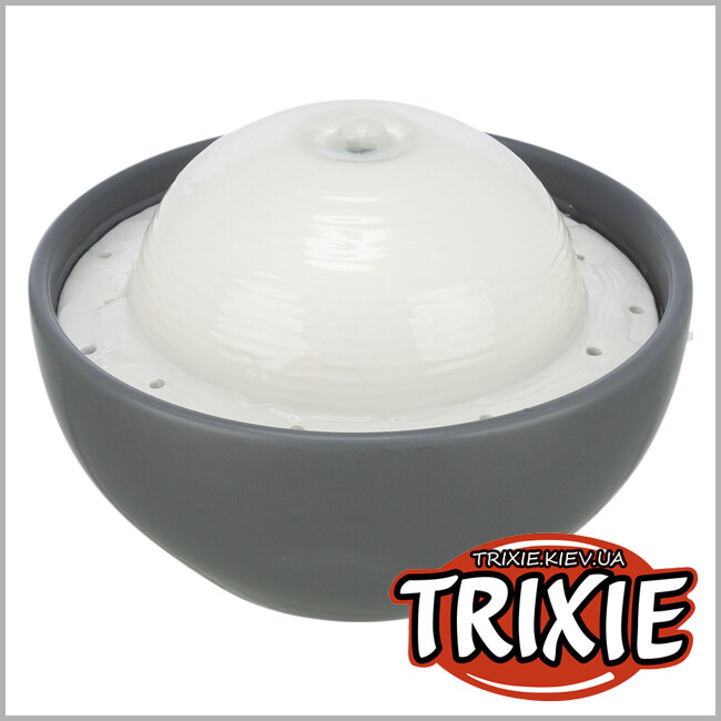 ТРИКСИ Украина - Фонтан для собак Trixie 24448 Vital Dome керамический 1,5л 20х10х20 см серо-белый