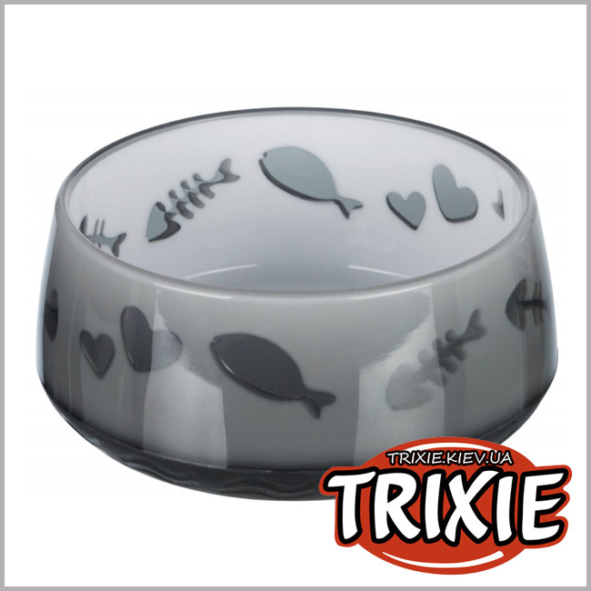 ТРИКСИ Украина - Миска пластик на резине для кота TRIXIE Lovely Cat (0.3л / 12см)